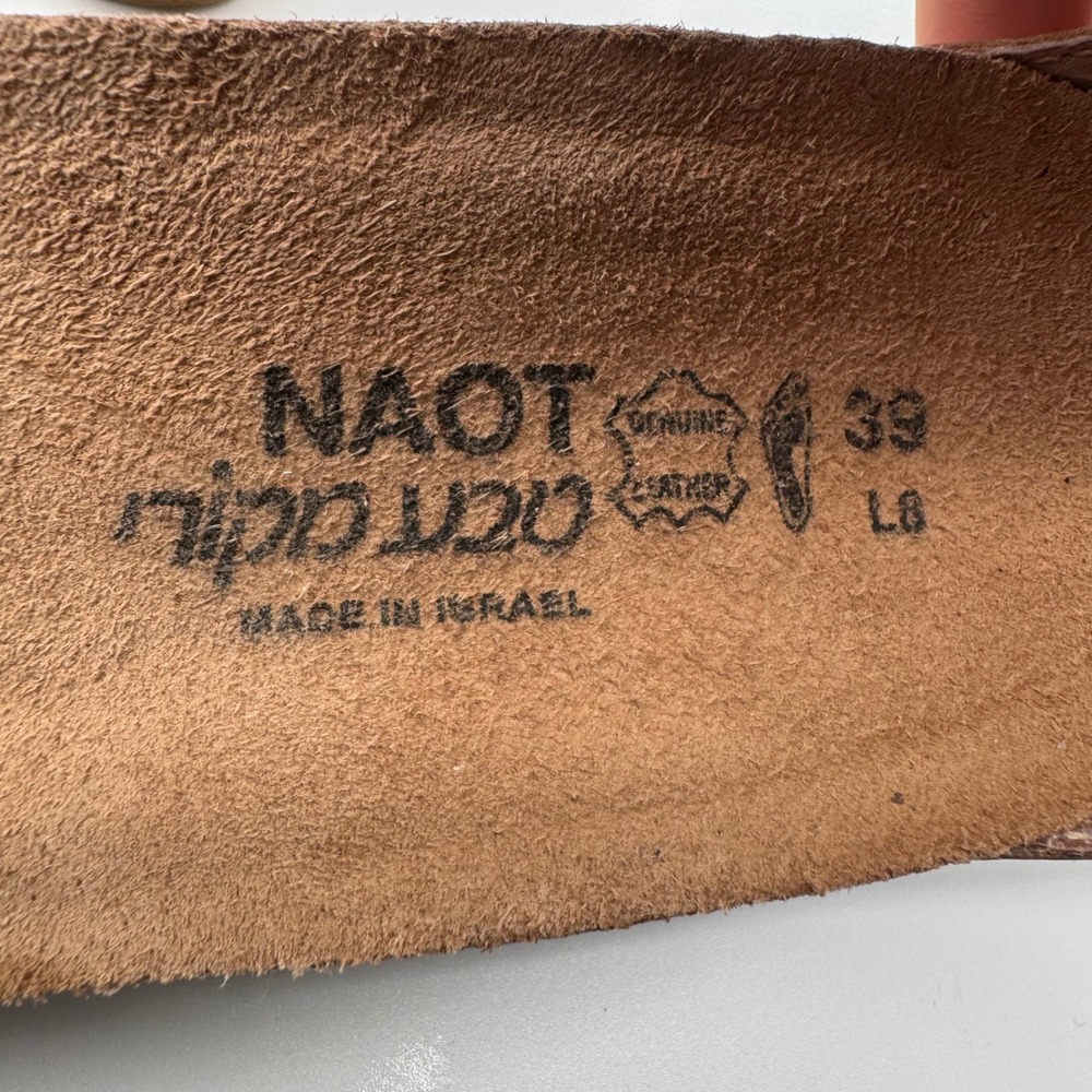 Naot Dot Collection Leather Wedge Sandals Brown Pewter Metallic Ankle Strap 39 - Picture 5 of 5